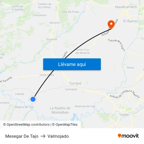 Mesegar De Tajo to Valmojado map