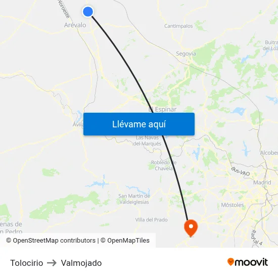 Tolocirio to Valmojado map