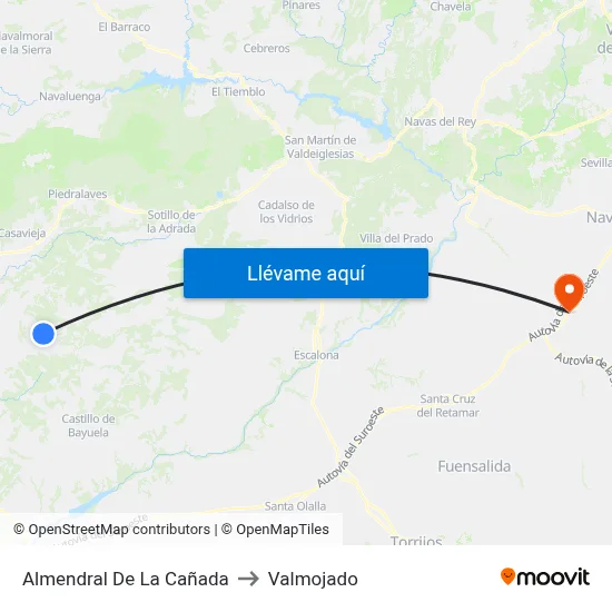 Almendral De La Cañada to Valmojado map