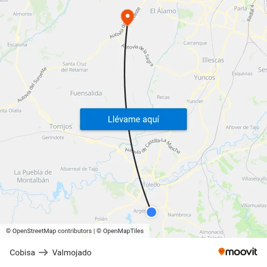 Cobisa to Valmojado map