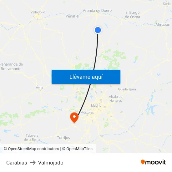 Carabias to Valmojado map
