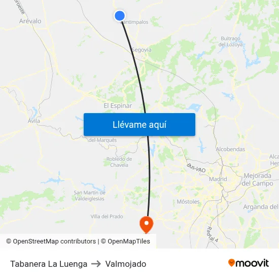 Tabanera La Luenga to Valmojado map