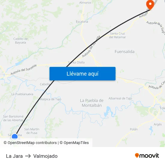 La Jara to Valmojado map