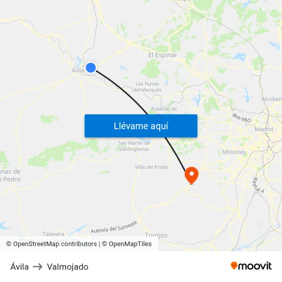 Ávila to Valmojado map