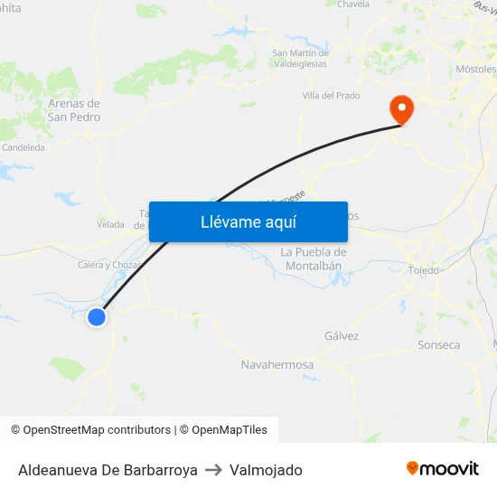 Aldeanueva De Barbarroya to Valmojado map