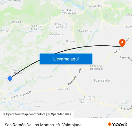 San Román De Los Montes to Valmojado map