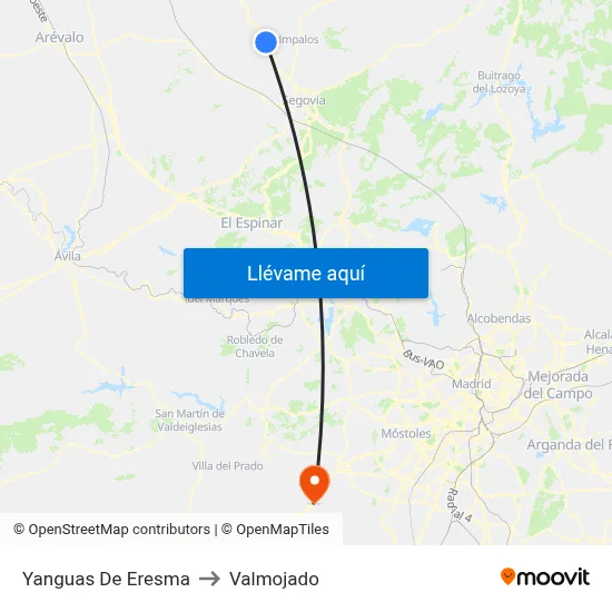 Yanguas De Eresma to Valmojado map