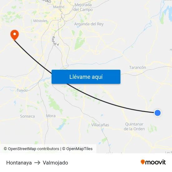 Hontanaya to Valmojado map