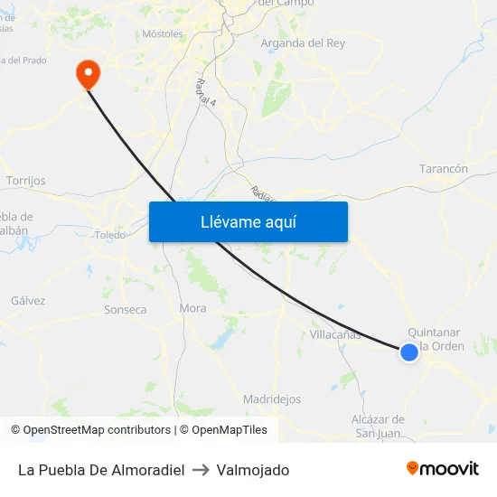 La Puebla De Almoradiel to Valmojado map