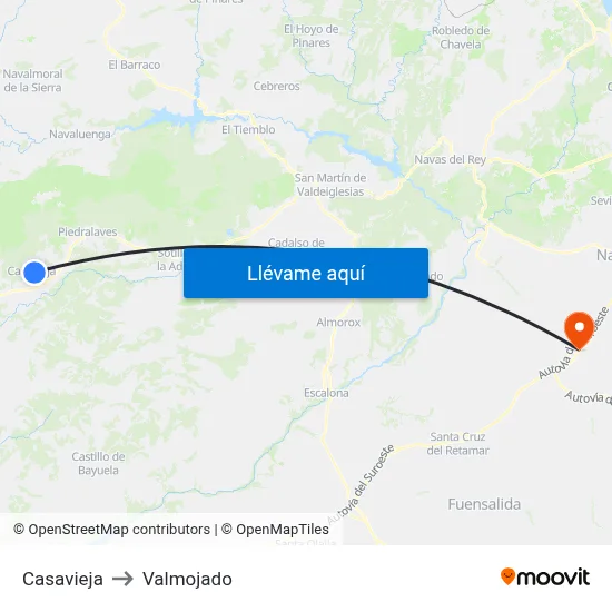 Casavieja to Valmojado map