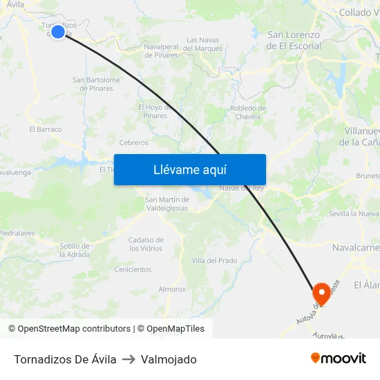 Tornadizos De Ávila to Valmojado map