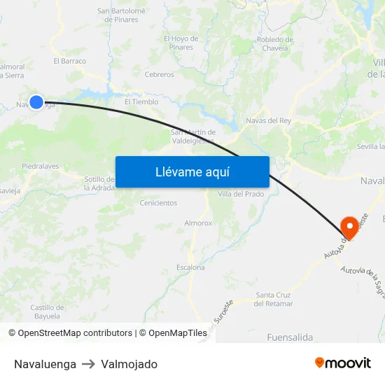 Navaluenga to Valmojado map