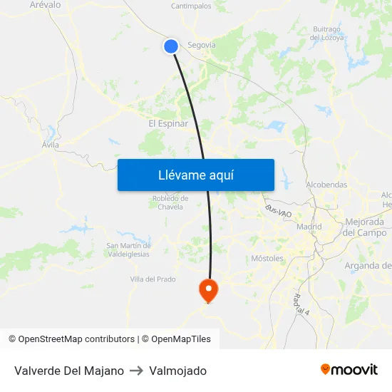 Valverde Del Majano to Valmojado map