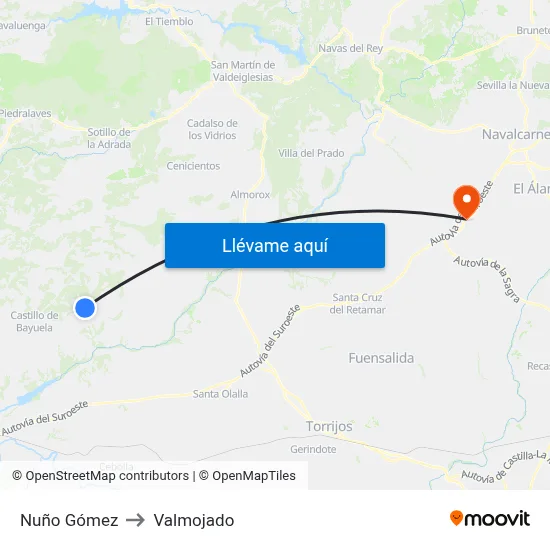 Nuño Gómez to Valmojado map