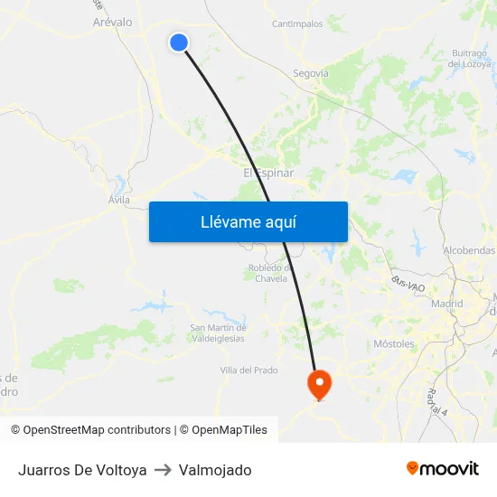 Juarros De Voltoya to Valmojado map