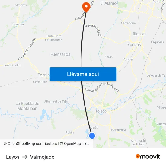 Layos to Valmojado map
