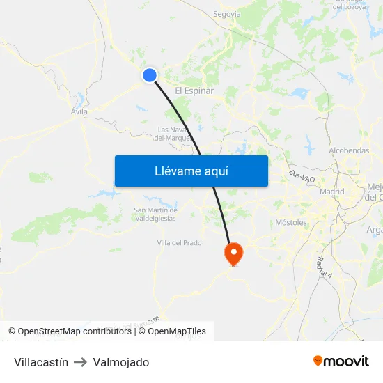 Villacastín to Valmojado map