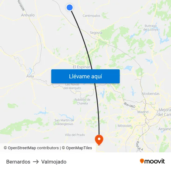 Bernardos to Valmojado map