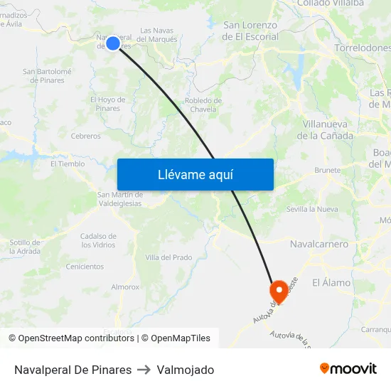 Navalperal De Pinares to Valmojado map