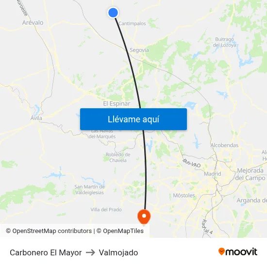 Carbonero El Mayor to Valmojado map