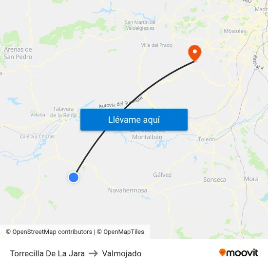 Torrecilla De La Jara to Valmojado map