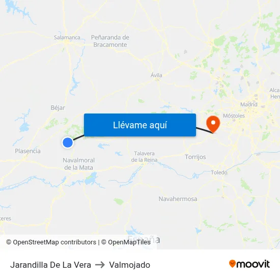 Jarandilla De La Vera to Valmojado map