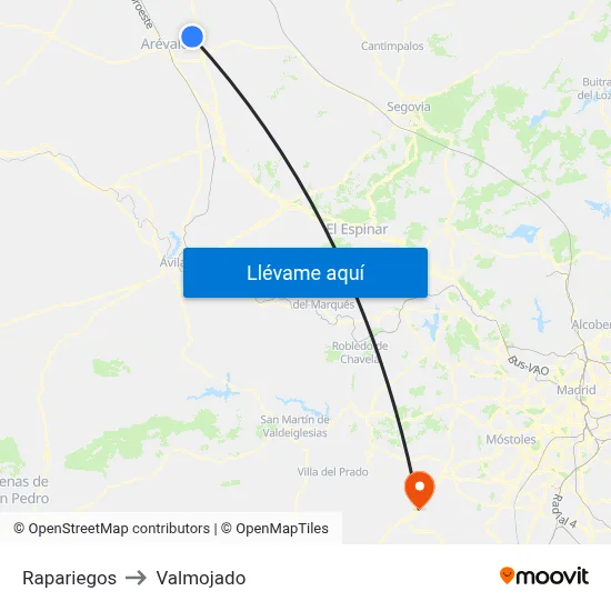 Rapariegos to Valmojado map