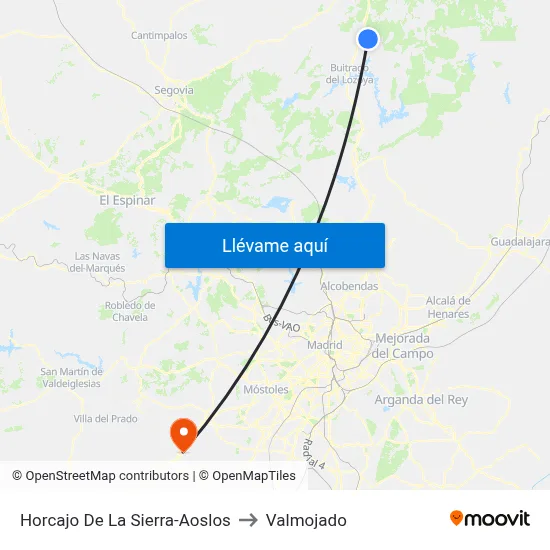 Horcajo De La Sierra-Aoslos to Valmojado map