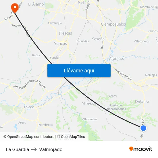 La Guardia to Valmojado map