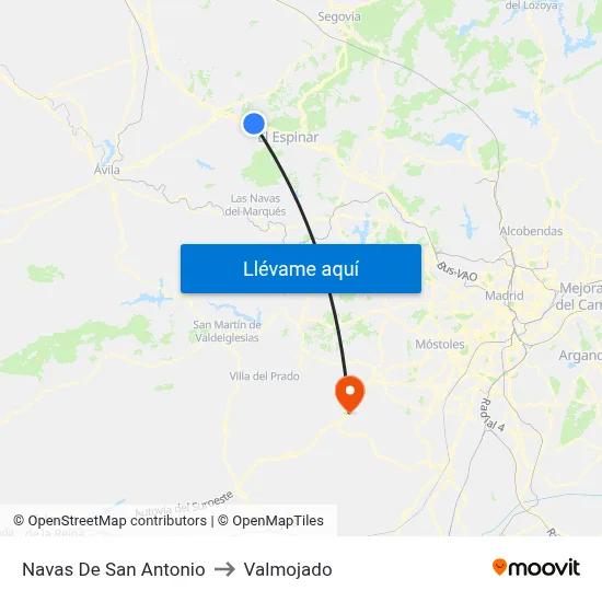 Navas De San Antonio to Valmojado map
