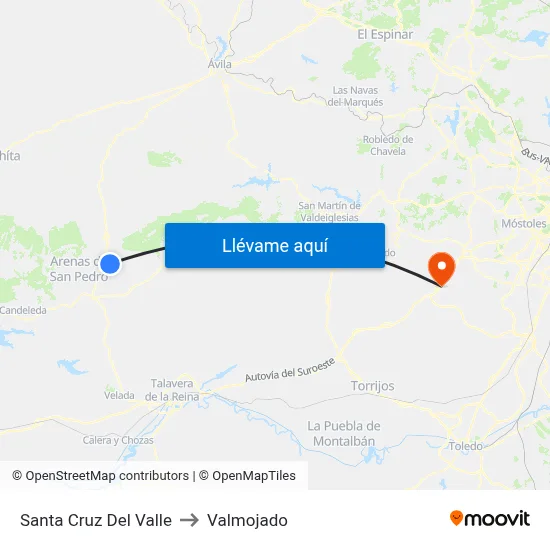 Santa Cruz Del Valle to Valmojado map