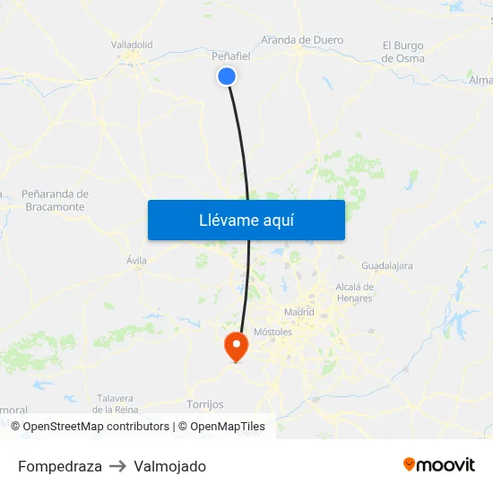 Fompedraza to Valmojado map