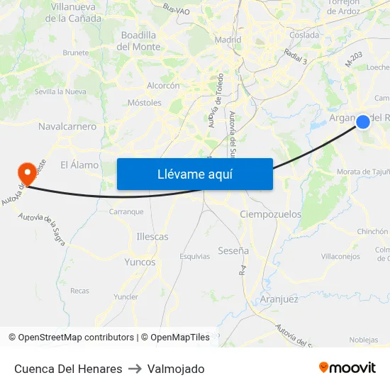 Cuenca Del Henares to Valmojado map