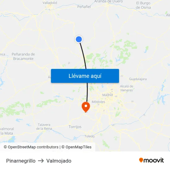 Pinarnegrillo to Valmojado map