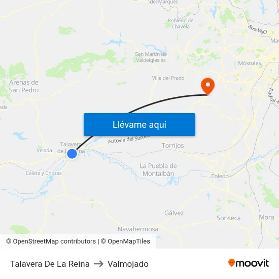 Talavera De La Reina to Valmojado map