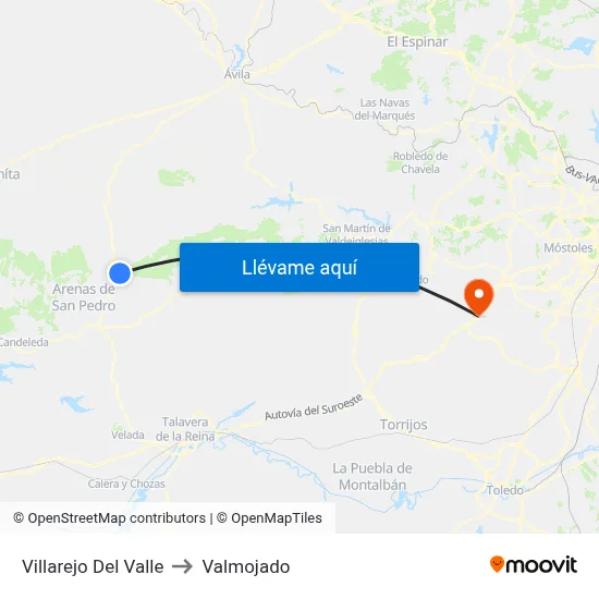 Villarejo Del Valle to Valmojado map