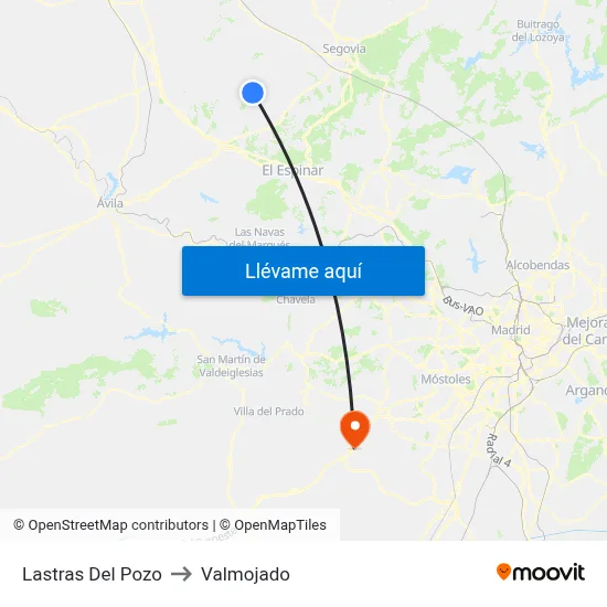 Lastras Del Pozo to Valmojado map
