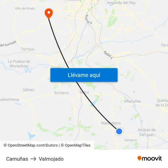 Camuñas to Valmojado map