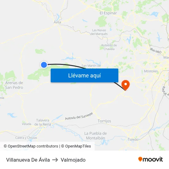 Villanueva De Ávila to Valmojado map