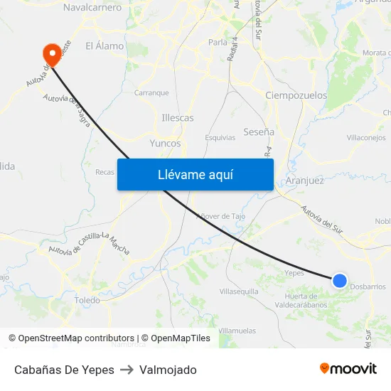 Cabañas De Yepes to Valmojado map