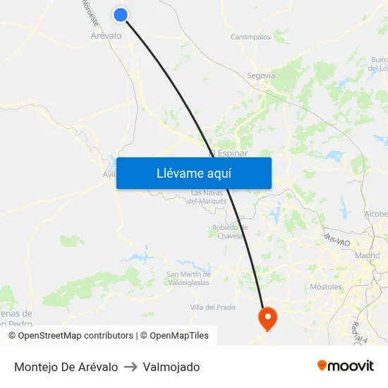 Montejo De Arévalo to Valmojado map