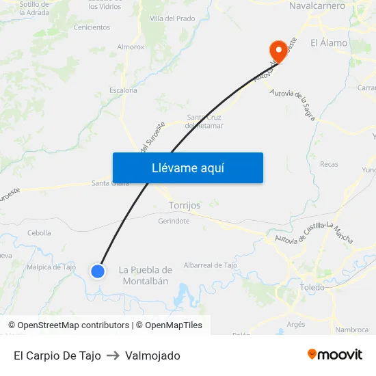 El Carpio De Tajo to Valmojado map