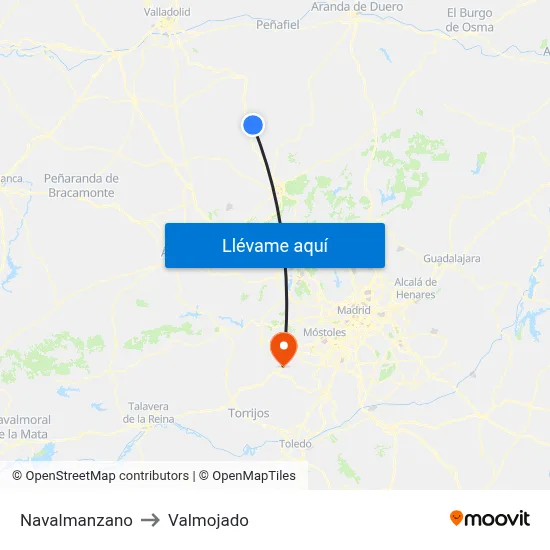 Navalmanzano to Valmojado map