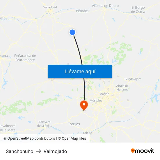 Sanchonuño to Valmojado map