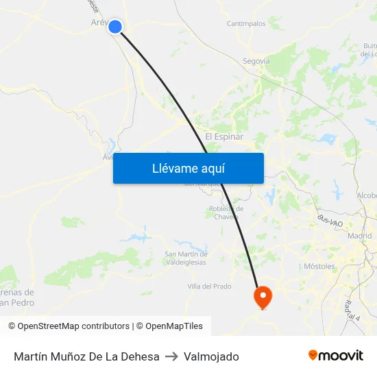 Martín Muñoz De La Dehesa to Valmojado map