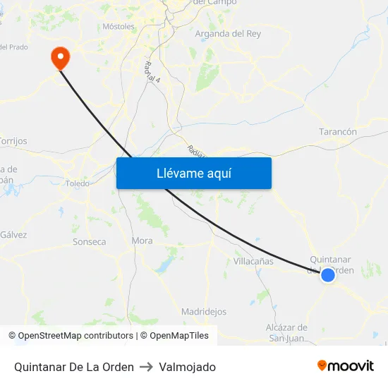Quintanar De La Orden to Valmojado map