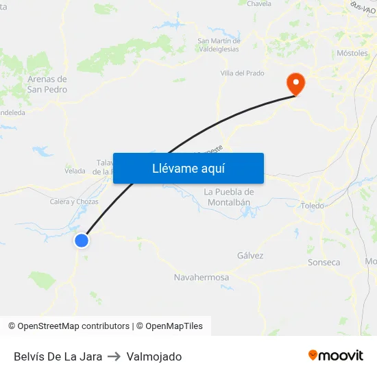 Belvís De La Jara to Valmojado map