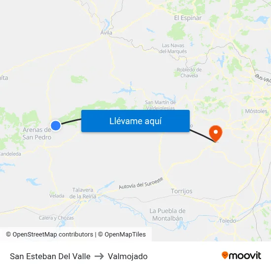 San Esteban Del Valle to Valmojado map