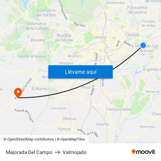 Mejorada Del Campo to Valmojado map