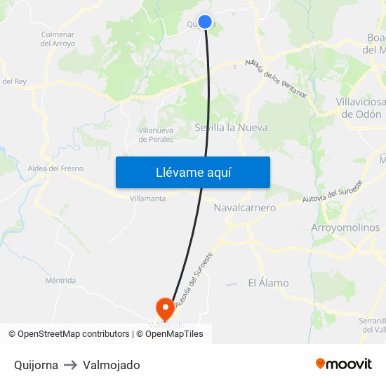 Quijorna to Valmojado map
